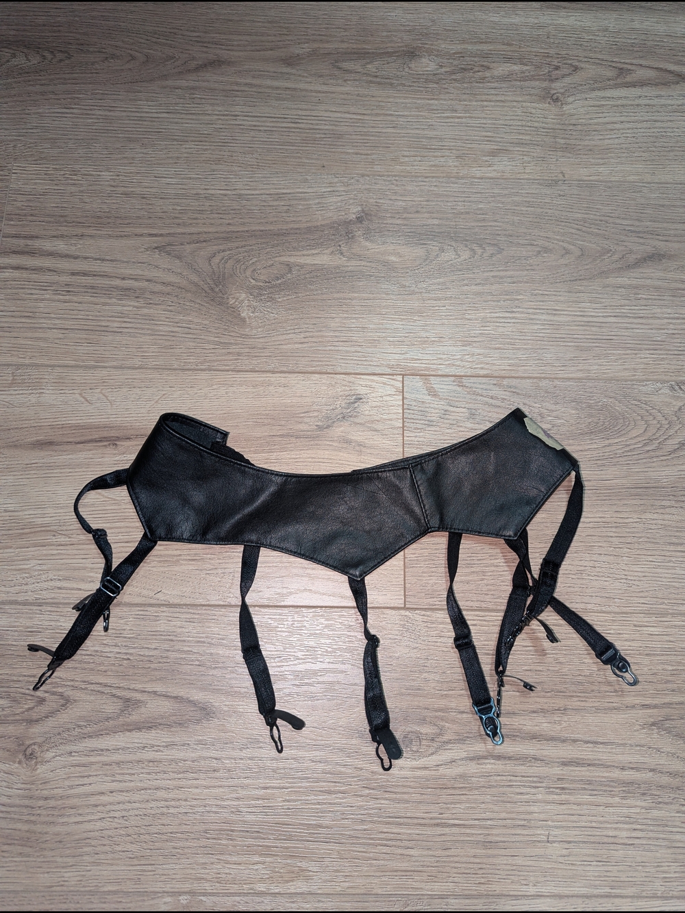 Allure Black Leather Garter Harness with Straps